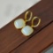 A Pair of Exquisite Sterling Silver-Gold Plated Inlaid White Jade Earrings