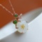 Exquisite Sterling Silver-Gold Plated Inlaid White Jade Pendant