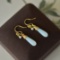 A Pair of Exquisite Sterling Silver-Gold Plated Inlaid White Jade Earrings