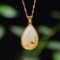 Exquisite Sterling Silver-Gold Plated Inlaid White Jade Pendant