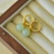 A Pair of Exquisite Sterling Silver-Gold Plated Inlaid Jade Earrings