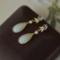 A Pair of Exquisite Sterling Silver-Gold Plated Inlaid White Jade Earrings