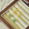 A Pair of Exquisite Sterling Silver-Gold Plated Inlaid Jade Earrings