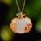 Exquisite Sterling Silver-Gold Plated Inlaid White Jade Pendant