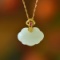 Exquisite Sterling Silver-Gold Plated Inlaid White Jade Pendant