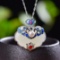 Exquisite Sterling Silver Inlaid White Jade Pendant