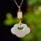 Exquisite Sterling Silver-Gold Plated Inlaid White Jade Pendant