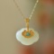 Exquisite Sterling Silver-Gold Plated Inlaid White Jade Pendant