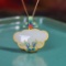 Exquisite Sterling Silver-Gold Plated Inlaid White Jade Pendant