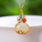 Exquisite Sterling Silver-Gold Plated Inlaid White Jade Pendant