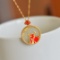 Exquisite Sterling Silver-Gold Plated Inlaid White Jade Pendant
