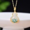 Exquisite Sterling Silver-Gold Plated Inlaid White Jade Pendant