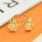 A Pair of Exquisite Sterling Silver-Gold Plated Inlaid White Jade Earrings