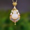 Exquisite Sterling Silver-Gold Plated Inlaid White Jade Pendant