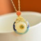 Exquisite Sterling Silver-Gold Plated Inlaid White Jade Pendant