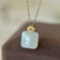 An Exquisite Sterling Silver-Gold Plated Inlaid  Jade Pendant