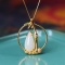 Exquisite Sterling Silver-Gold Plated Inlaid White Jade Pendant