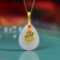 Exquisite Sterling Silver-Gold Plated Inlaid White Jade Pendant