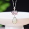 Exquisite Sterling Silver Inlaid White Jade Pendant