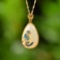 Exquisite Sterling Silver-Gold Plated Inlaid White Jade Pendant