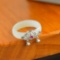 Exquisite Sterling Silver Inlaid White Jade Ring