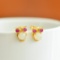 A Pair of Exquisite Sterling Silver-Gold Plated Inlaid White Jade Earrings