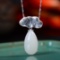 Exquisite Sterling Silver Inlaid White Jade Pendant