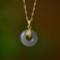 An Exquisite Sterling Silver-Gold Plated Inlaid Jade Pendant