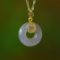 An Exquisite Sterling Silver-Gold Plated Inlaid Jade Pendant
