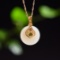 Exquisite Sterling Silver-Gold Plated Inlaid White Jade Pendant