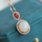 Exquisite Sterling Silver-Gold Plated Inlaid White Jade Pendant