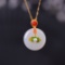 Exquisite Sterling Silver-Gold Plated Inlaid White Jade Pendant