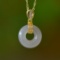 An Exquisite Sterling Silver-Gold Plated Inlaid  Jade Pendant