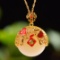 Exquisite Sterling Silver-Gold Plated Inlaid White Jade Pendant