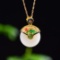 Exquisite Sterling Silver-Gold Plated Inlaid White Jade Pendant