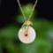 Exquisite Sterling Silver-Gold Plated Inlaid White Jade Pendant