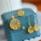 Exquisite Sterling Silver-Gold Plated Inlaid White Jade Jewelry Set