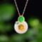 Exquisite Sterling Silver-Gold Plated Inlaid White Jade Jewelry Set