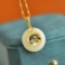 Exquisite Sterling Silver-Gold Plated Inlaid White Jade Pendant