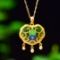 Exquisite Sterling Silver-Gold Plated Inlaid Jasper Pendant