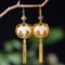 Exquisite Sterling Silver-Gold Plated Inlaid White Jade Earrings