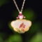 Exquisite Sterling Silver-Gold Plated Inlaid White Jade Pendant