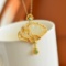 Exquisite Sterling Silver-Gold Plated Inlaid White Jade Pendant