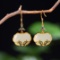 Exquisite Sterling Silver-Gold Plated Inlaid White Jade Earrings