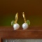A Pair of Exquisite Sterling Silver-Gold Plated Inlaid Pearl Earrings