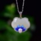 Exquisite Sterling Silver Inlaid White Jade Pendant