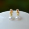 A Pair of Exquisite Sterling Silver-Gold Plated Inlaid Pearl Earrings