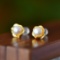 A Pair of Exquisite Sterling Silver-Gold Plated Inlaid Pearl Earrings