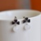 A Pair of Exquisite Sterling Silver Inlaid White Jade Earrings