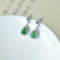 A Pair of Exquisite Sterling Silver Inlaid Jadeite Earrings